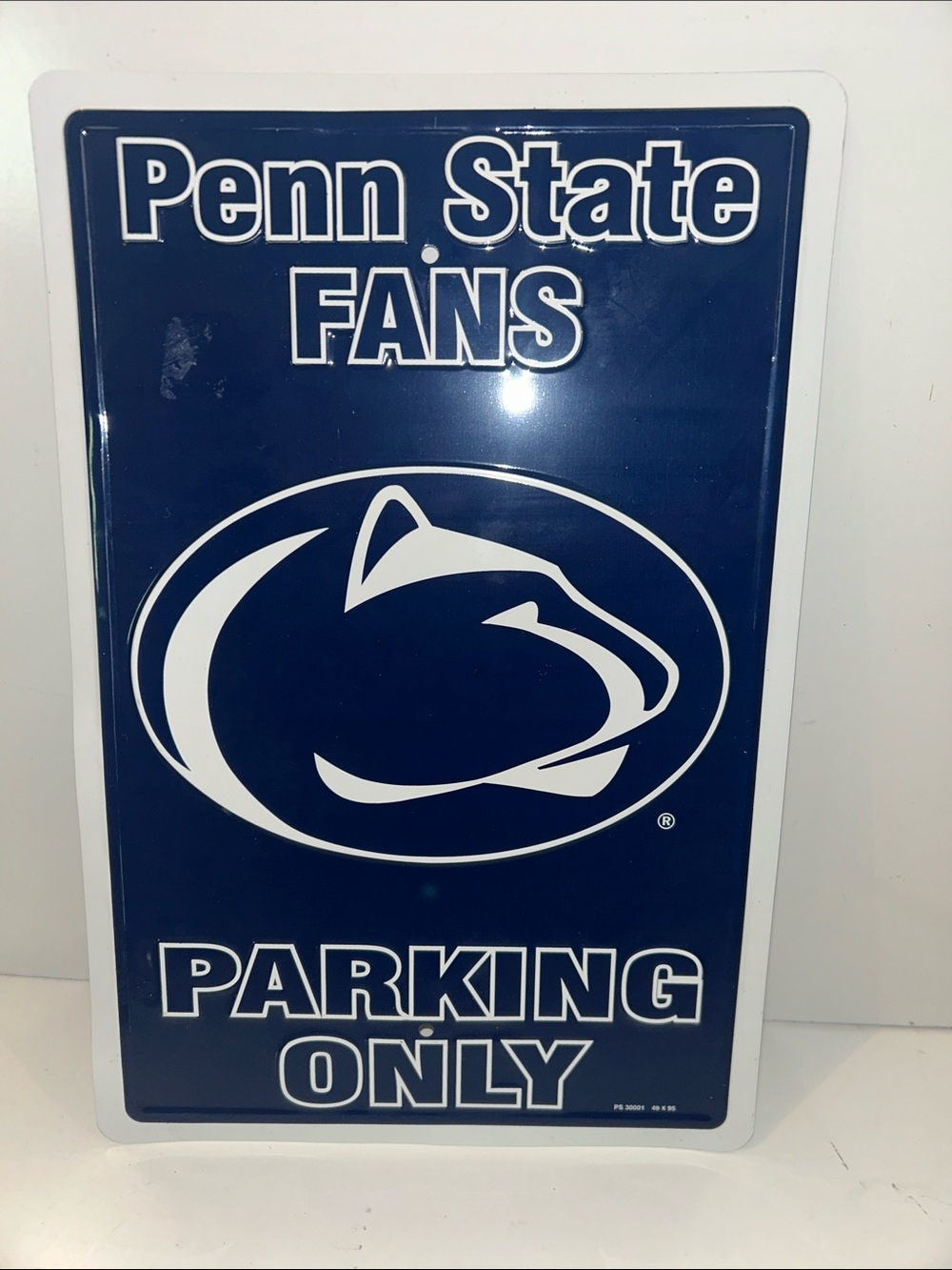 Penn state Fans Parking Only metal Blue and White Sign